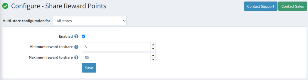 share reward points configure